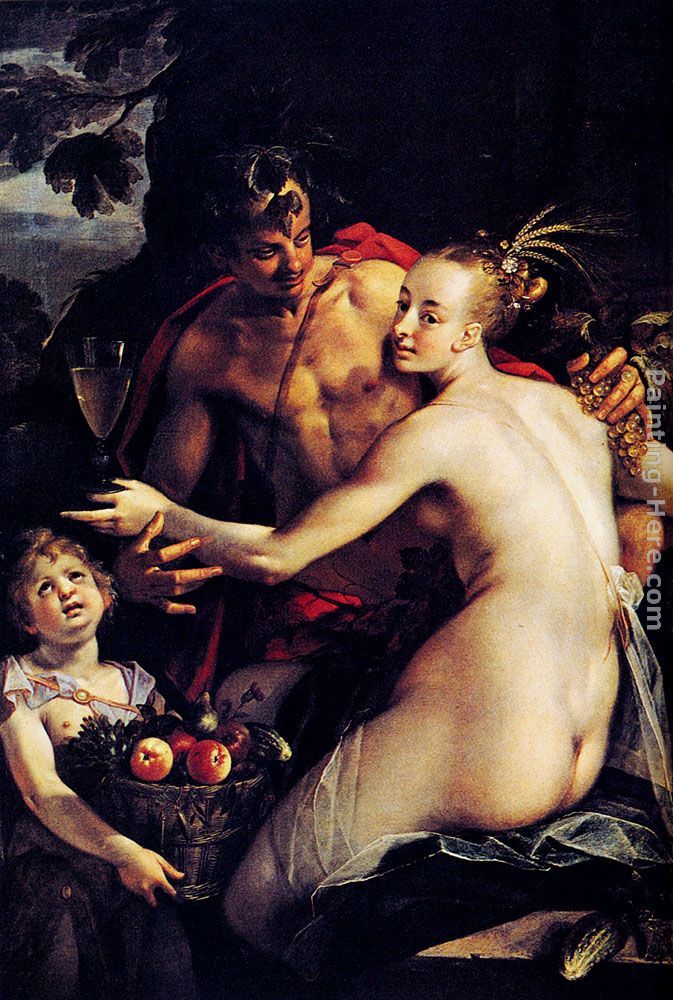 Bacchus, Ceres and Cupid painting - Hans von Aachen Bacchus, Ceres and Cupid art painting